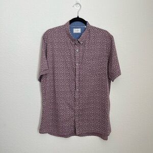 7 Diamonds purple & white flower print button up collared shirt L